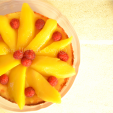 Le cheesecake citron, framboises et mangue…