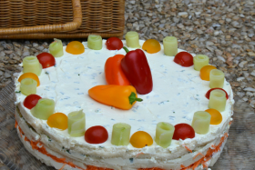 Le gâteau de légumes et saumon fumé…